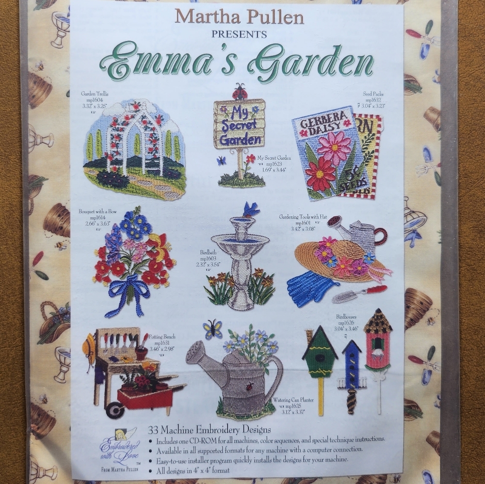 Martha Pullen CD Presents Emma's Garden 33 Machine Embroidery Designs